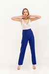 Atlas Kumaş Uzun Boy Bel Detaylı Klasik Kadın Pantolon-Saks