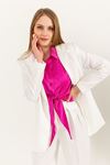 Atlas Fabric Long Sleeve Oversize Women Jacket-Ecru