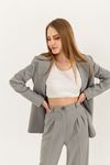 Atlas Fabric Long Sleeve Oversize Women Jacket-Grey