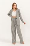 Atlas Fabric Long Sleeve Comfy Women Palazzo Trouser-Grey