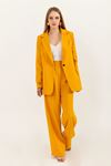 Atlas Fabric Long Sleeve Comfy Women Palazzo Trouser-Mustard