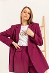 Atlas Fabric Long Sleeve Oversize Women Jacket-Plum 