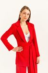Sandy Fabric Tight Fit Geometric Pattern Padded Women Dress-Red
