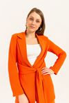 Sandy Fabric Tight Fit Geometric Pattern Padded Women Dress-Orange