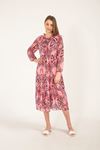 Chiffon Fabric Shawl Pattern Long Length Women's Dress-Pink