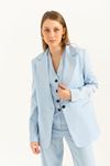 Atlas Fabric Long Sleeve Oversize Women Jacket-Light Blue
