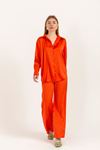 Eva Satin Fabric Long Comfy Women Trouser-Orange