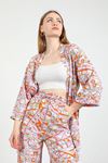 Viscon Fabric Geometric Pattern Women Kimono-Lilac