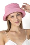 Pamuk Kumaş Bucket Kadın Şapka-Pembe