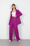Atlas Fabric Long Sleeve Comfy Women Palazzo Trouser-Purple