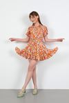 Viscon Fabric Geometric Pattern Women Dress-Orange