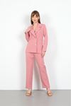 атлас ткань длинный рукав женский пиджак-Розовый