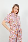 Viscon Fabric Geometric Pattern Women Crop Shirt-Lilac