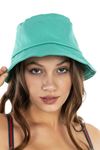 Pamuk Kumaş Bucket Kadın Şapka-Yeşil