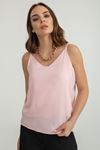 Женская блузка с V-образным вырезом и ремешком из ткани джессика-Светло розовый