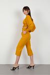 Atlas Fabric 3/4 Short Wide Wide Leg Women'S Trouser - Mustard