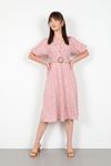 вискоза ткань отложной воротник Женское платье с ремнем - Светло розовый