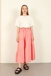 Soft Woven Fabric Long Wide Fit Elastik Waist Women'S Skirt - Light Pink