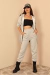 Third Knit With Wool İnside Fabric Hooded Below Hip Oversize Women Sweatshirt With Zip