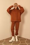 Third Knit Fabric Long Comfy Fit Elastic Hems Women'S Trouser - Brown