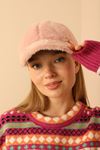 Plush Fabric Women's Cap-Pink
