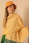 Soft Textured Tasseled Thick Women's Shawl-Saffron