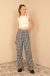 Plaid Fabric Long Oversize Fringed Women'S Trouser - Chanterelle 