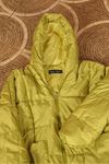 Quilted Fabric Long Sleeve Zip Neck Short Oversize Women Coat-Oil Green