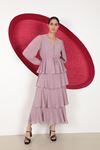 Aerobin Chiffon Fabric Layered Women's Dress-Lilac