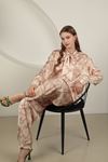 Satin Fabric Patterned Women's Suit-Stone 