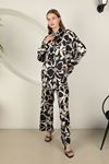 Satin Fabric Patterned Women's Suit-Black