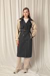 Woven Fabric Women's Anthracite Trench Coat
