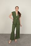 Polyviscon Fabric Women's Vest-Khaki