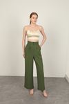 Polyviscon Fabric Women's Trousers-Khaki
