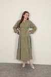 Modal Fabric Elastic Sleeve Light Khaki Dress