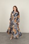 Watercolor Pattern Women Dress-Blue