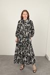 Brush Pattern Women's Dress-Black