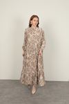 Brush Pattern Women's Dress-Mink