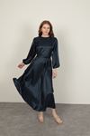 Leopard Pattern Women's Dress-Navy Blue