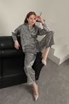 Shiny Fabric Women's Zebra Pattern Suit-Beige