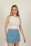 Women's Zippered Shorts Skirt-Blue