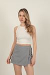 Zippered Women's Short Skirt-Grey
