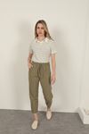 Linen Fabric Women's Trousers-Khaki