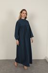 Denim Fabric Women's Dress-Navy Blue