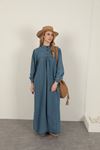 Denim Fabric Women's Dress-Blue