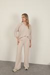 Wide Leg Women's Trousers-Stone