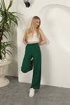 Wide Leg Women's Trousers-Green