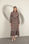 Viscose Fabric Geometric Pattern Dress-Beige
