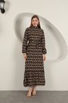 Viscose Fabric Geometric Pattern Dress-Coffee