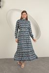 Viscose Fabric Geometric Pattern Dress-Sax